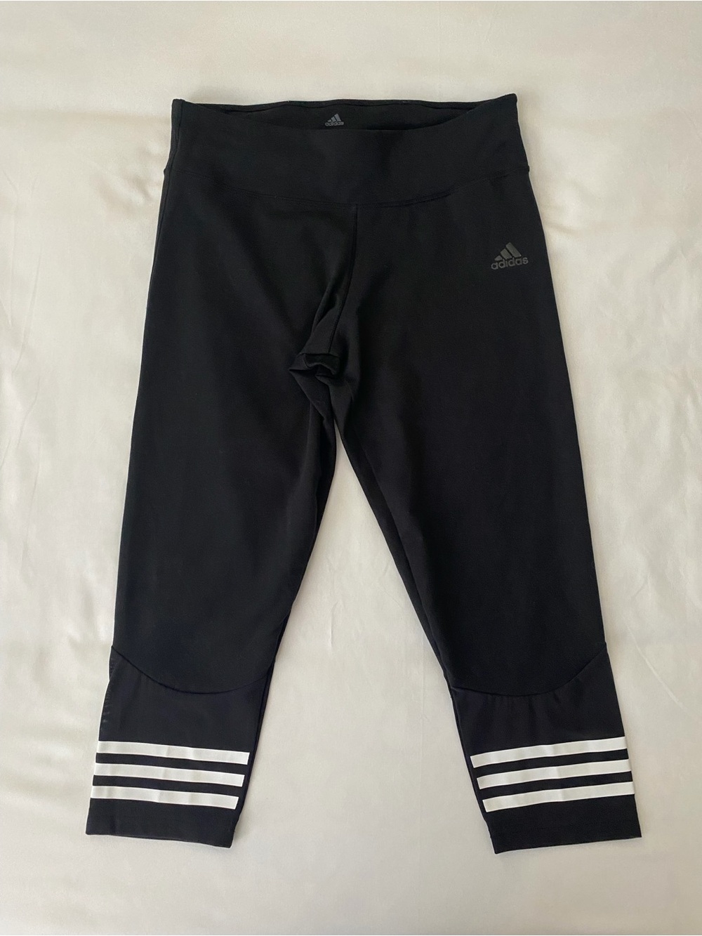 Adidas Black Climalite 3-Stripe Capri Workout Leggings - Size Small